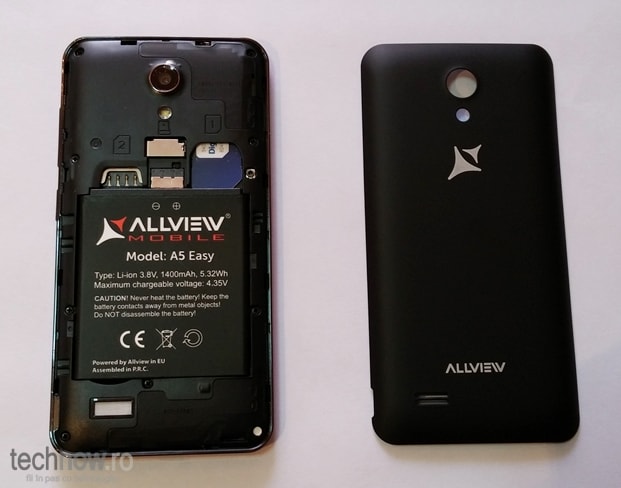 Allview A5 Easy - baterie, sloturi SIM, microSD